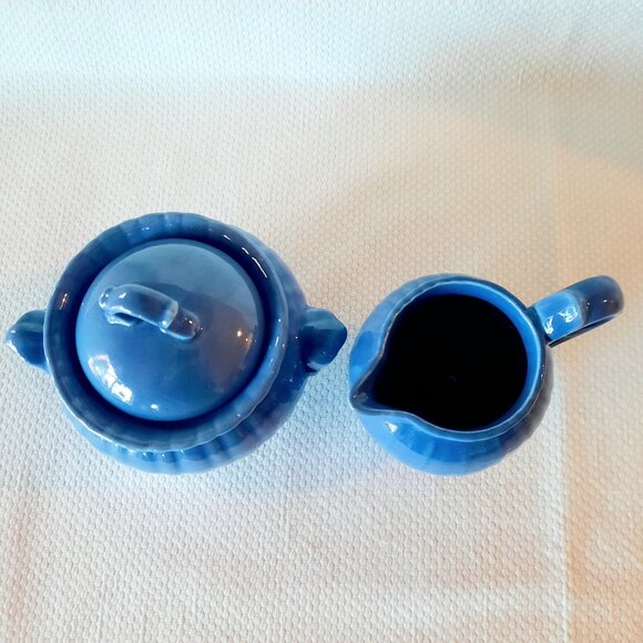 Vintage Stangl Colonial Blue Sugar Bowl and Creamer Set, #1388 - Picture 6 of 6